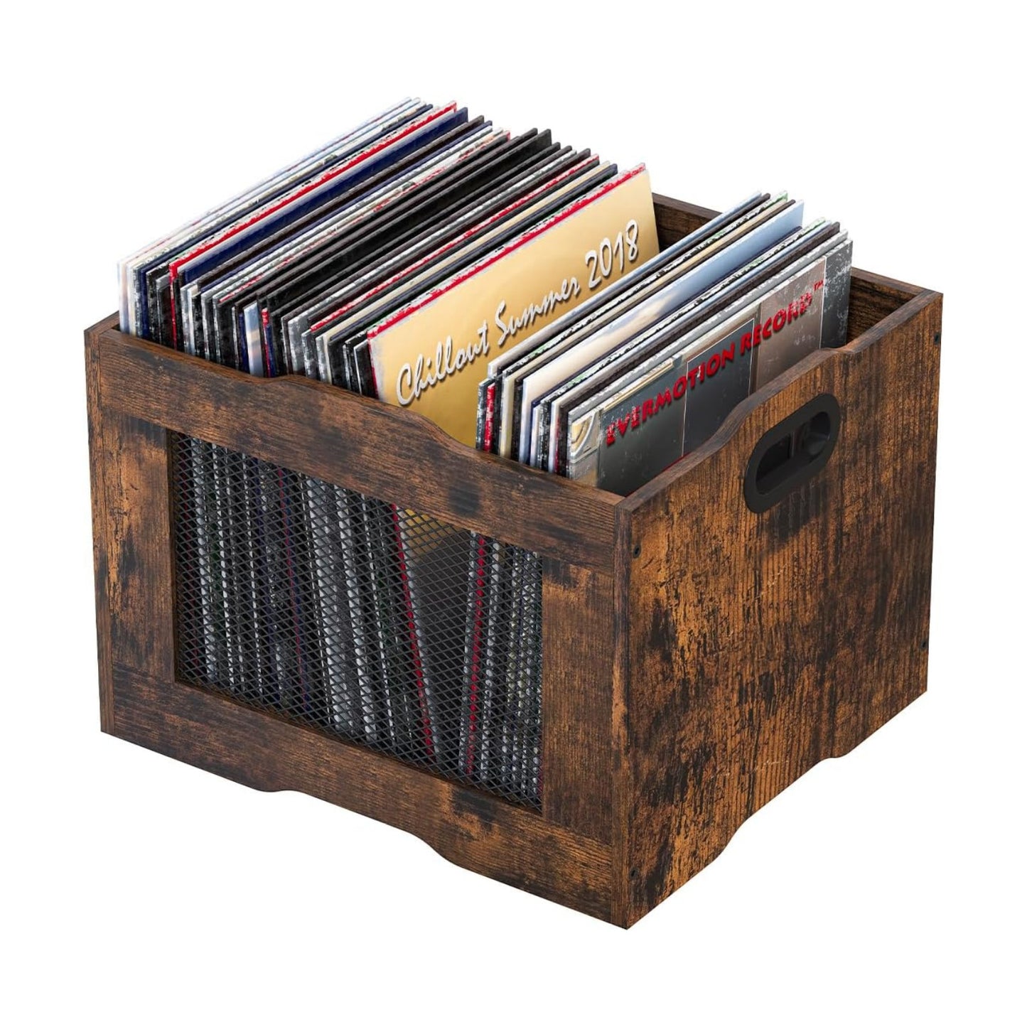 Vinyl Record Storage Crate, Stackable LP Record Display Shelf, Heavy Duty Wood Organizer Box for Records