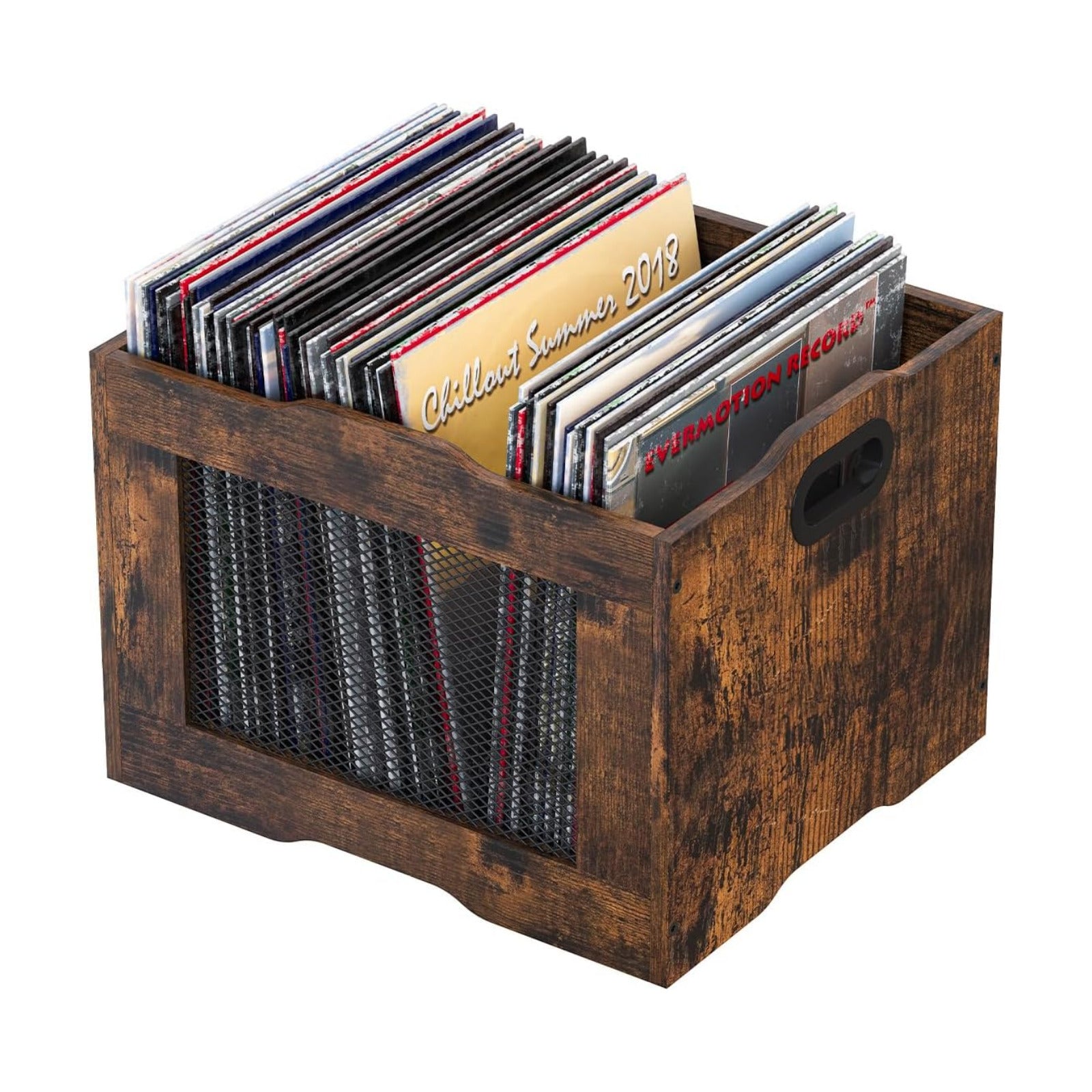 Vinyl Record Storage Crate, Stackable LP Record Display Shelf, Heavy Duty Wood Organizer Box for Records