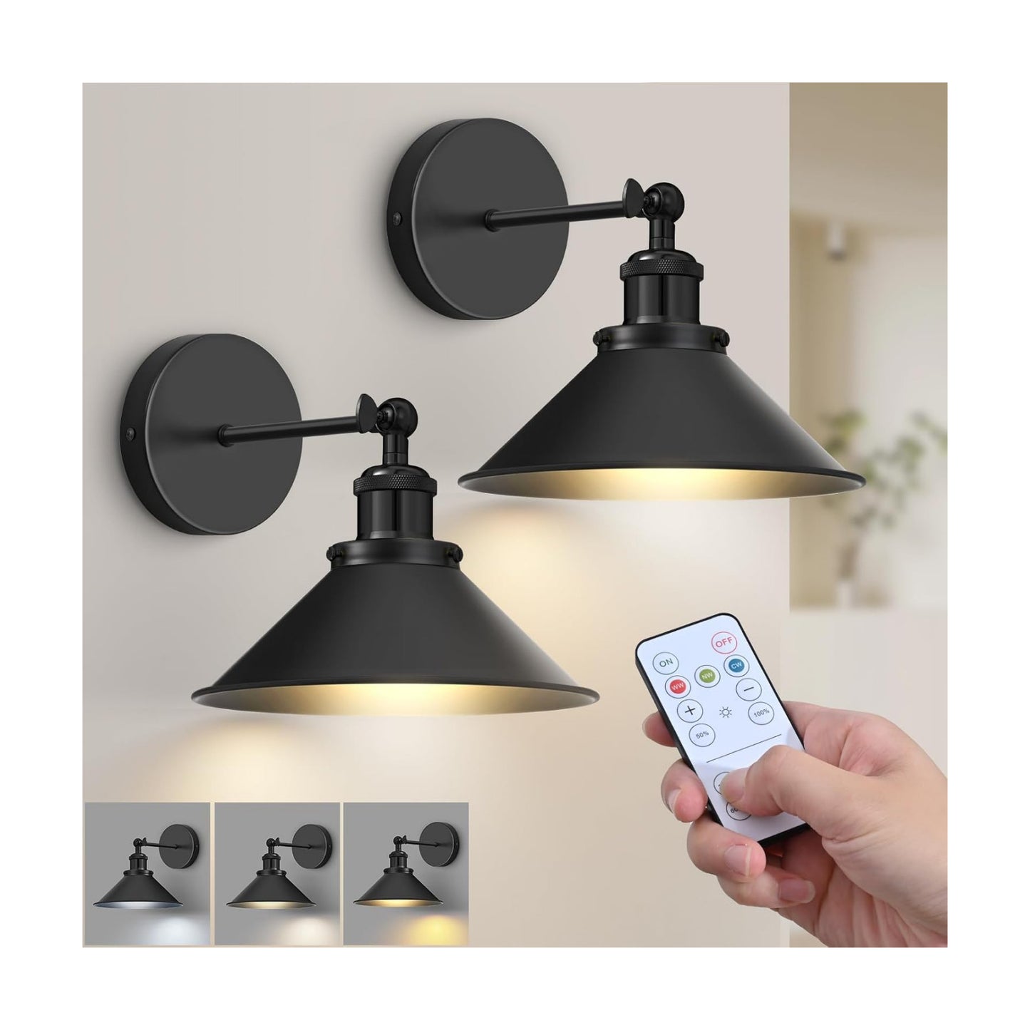 Battery Operated Wall Sconce Set of 2,Vintage Wireless Wall Sconces with Remote,Dimmable Led Wall Lights,Wall Lamp