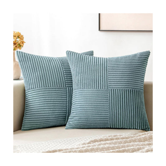 MIULEE Slate Blue Decorative Throw Pillow Covers for Couch 16x16 Inch