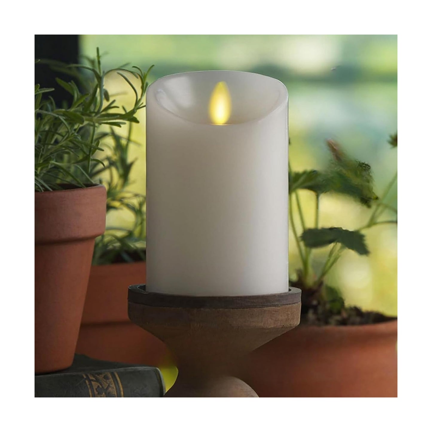 Luminara - Flameless LED Battery Operated Flickering Pillar Candles - White - Pack of 1-3x4.5 - Realistic Moving Flame