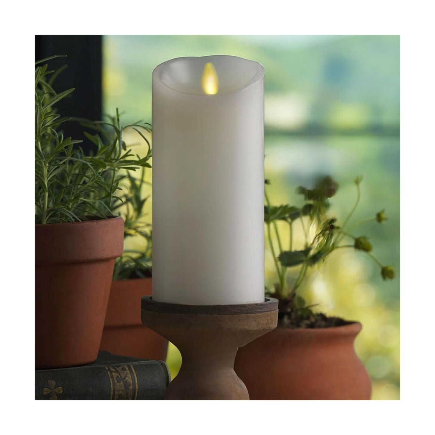 Luminara - Flameless LED Battery Operated Flickering Pillar Candles - White - Pack of 1-3x6.5 - Realistic Moving Flame