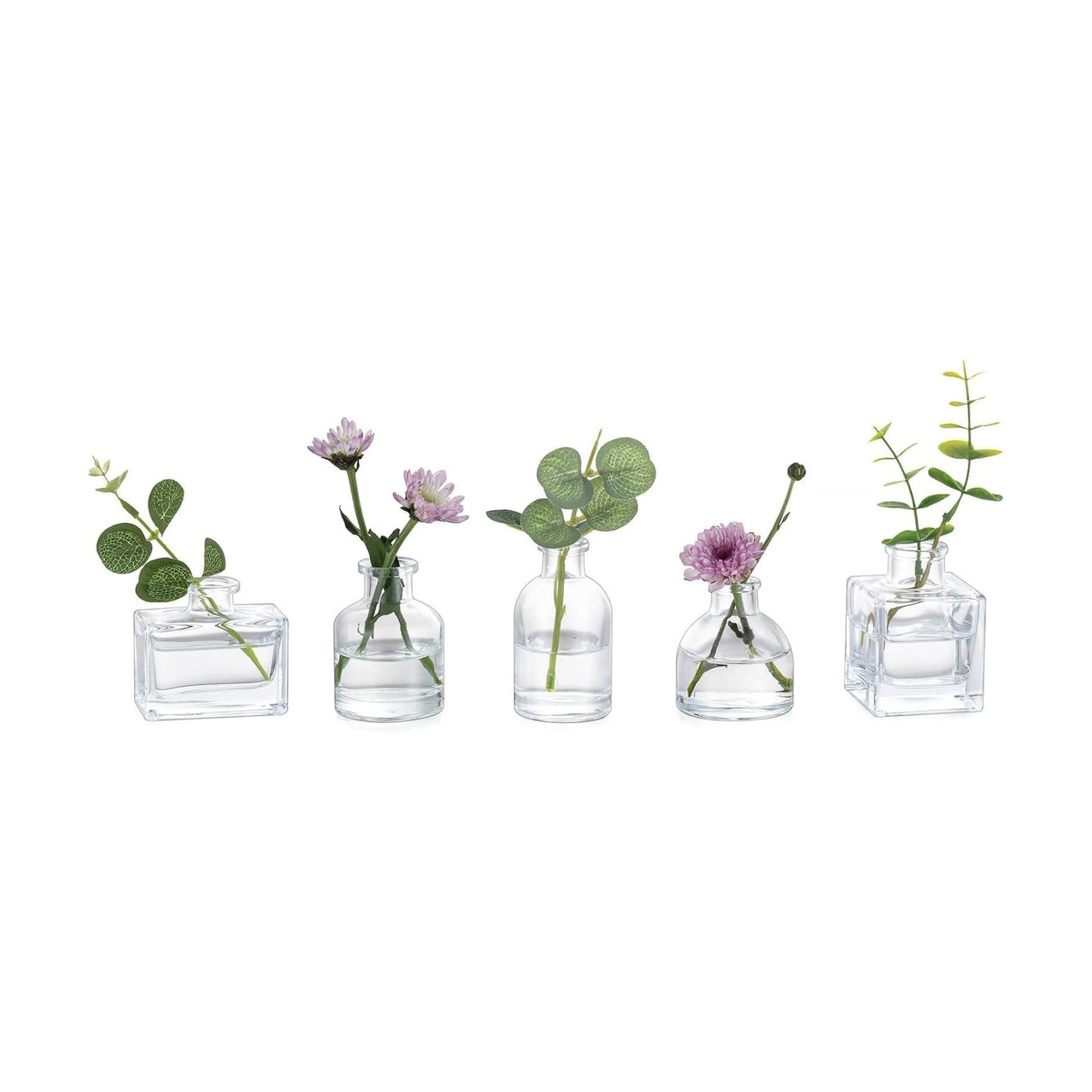 Mini Glass Bud Vases / Clear / Set of 5
