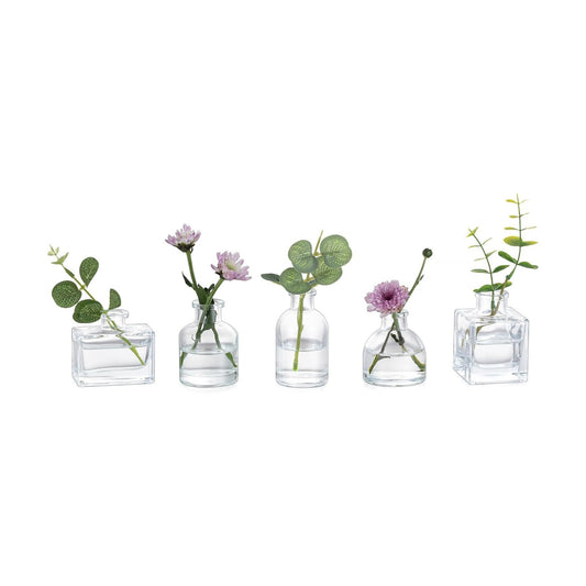 Mini Glass Bud Vases / Clear / Set of 5