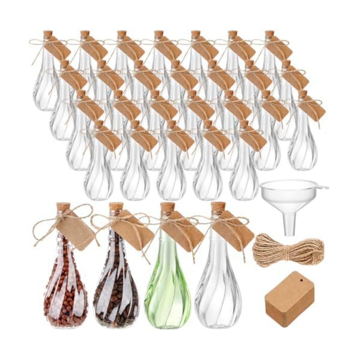 Lounsweer 30 Pack 5 oz Plastic Potion Bottles, Cork Stopper