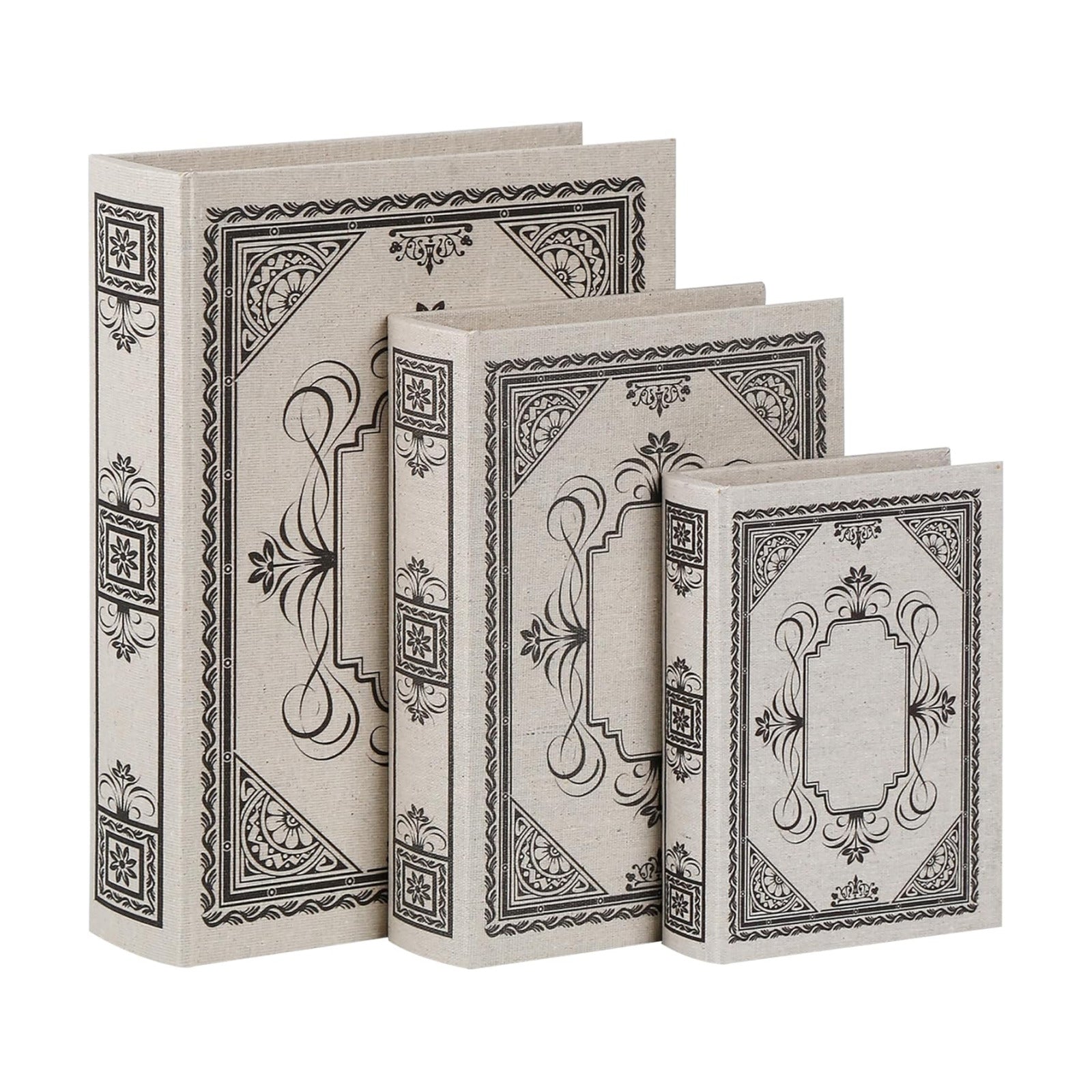 Vintage Faux Book Boxes / 3 x Geometric / Set of 3