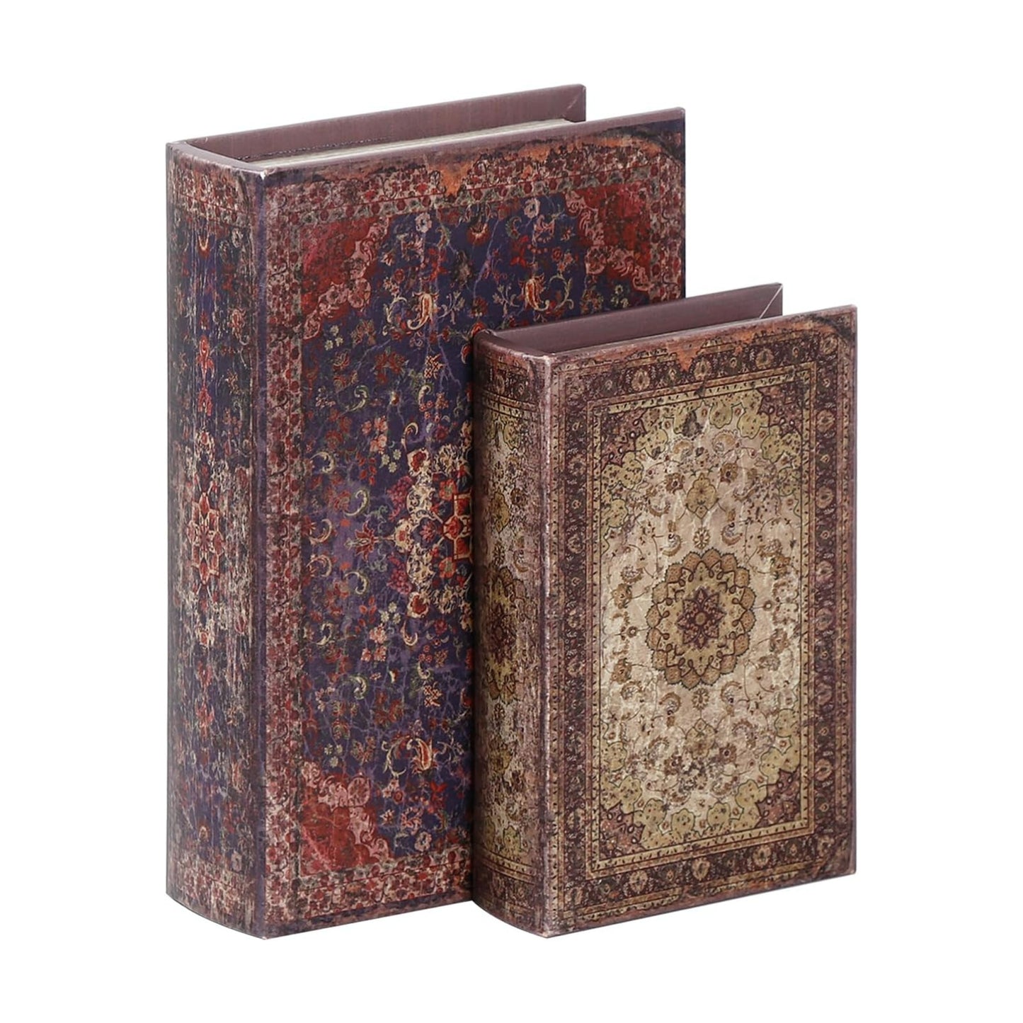 Vintage Faux Book Boxes / 2 x Persian Rug / Set of 2