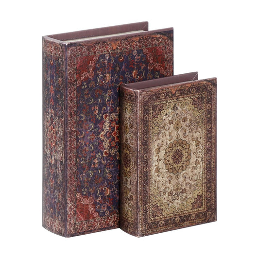 Vintage Faux Book Boxes / 2 x Persian Rug / Set of 2