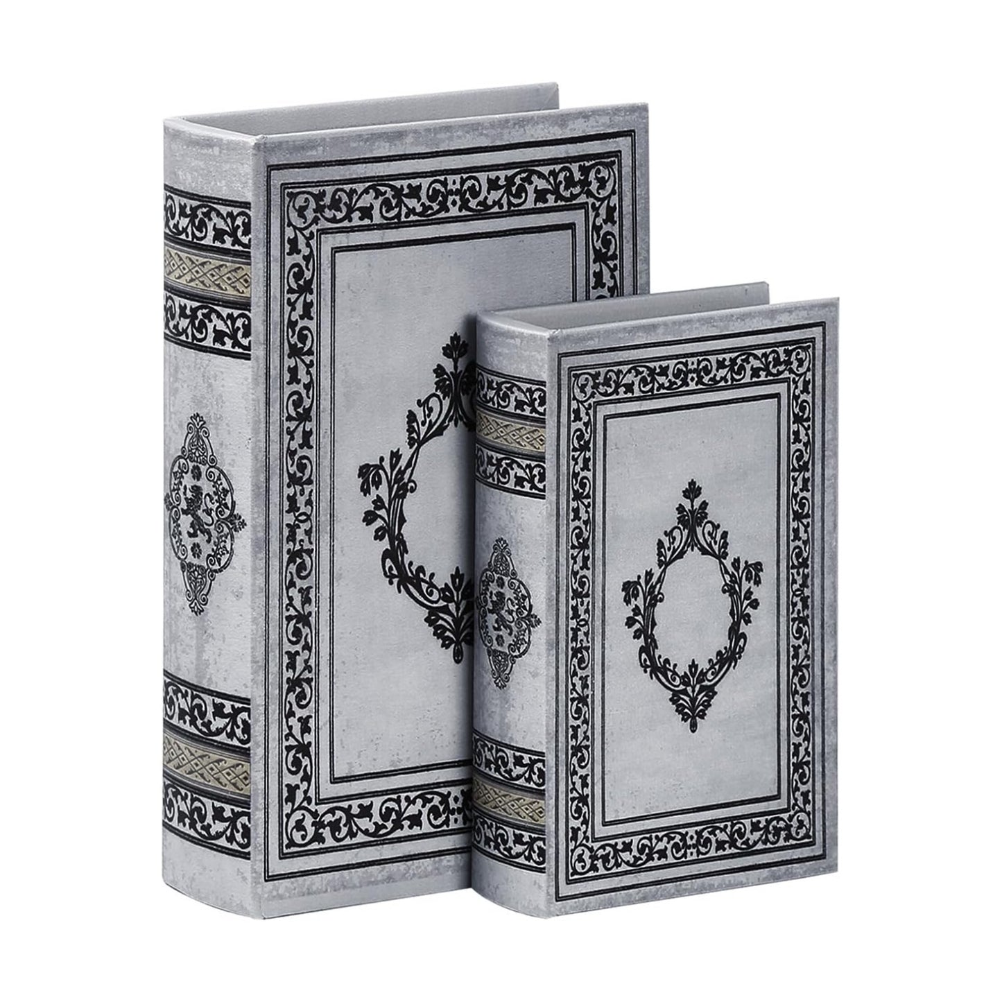 Vintage Faux Book Boxes / 2 x Grey / Set of 2