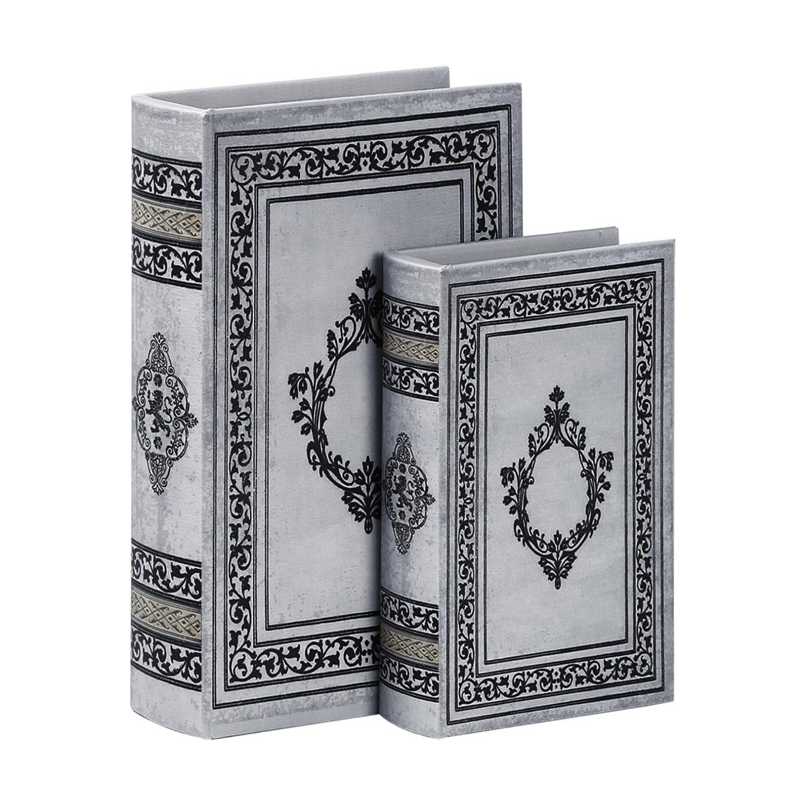 Vintage Faux Book Boxes / 2 x Grey / Set of 2
