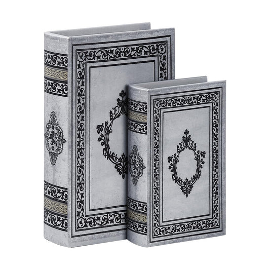 Vintage Faux Book Boxes / 2 x Grey / Set of 2