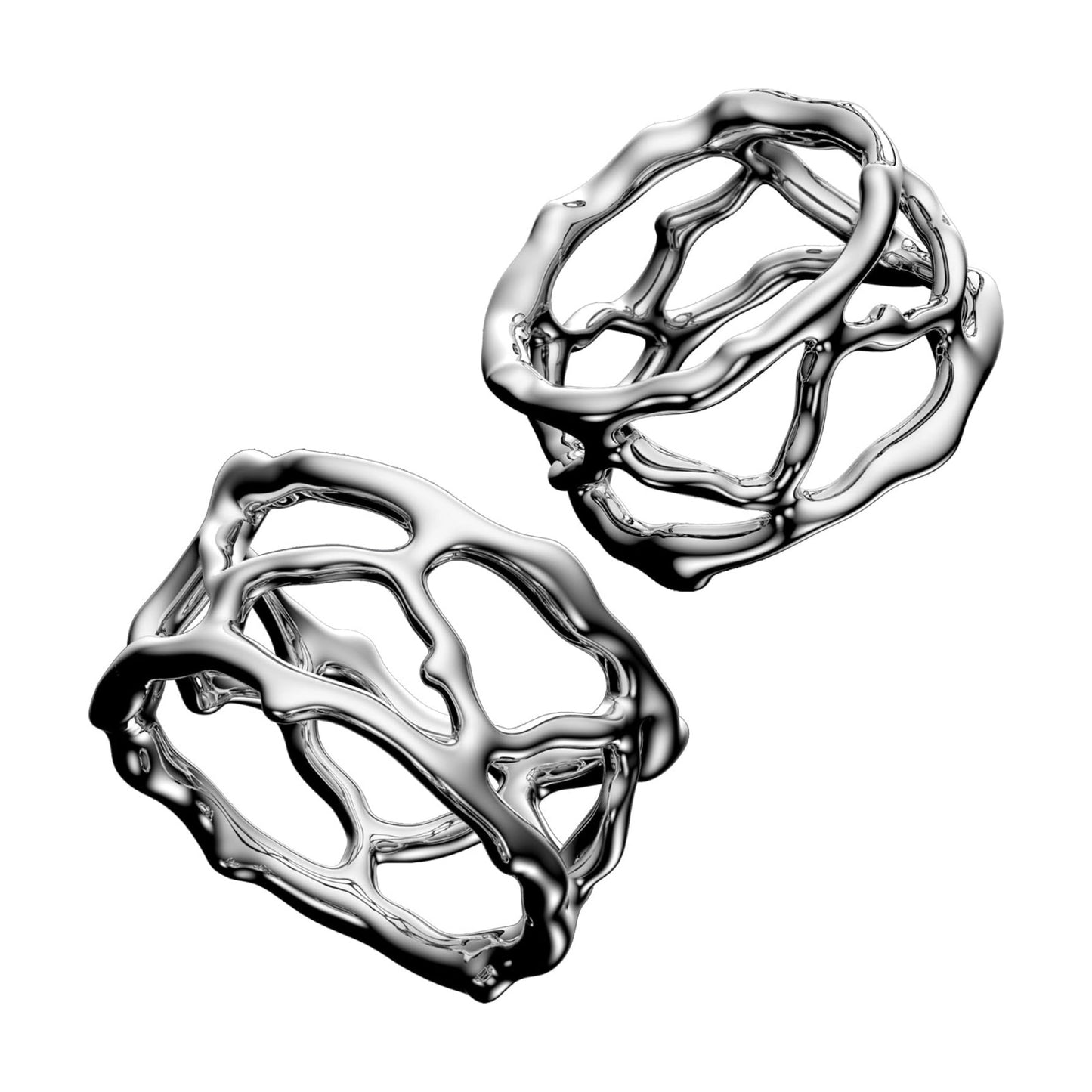 QAP Stainless Steel Napkin Rings, Elegant Coral Design Buckles Set of 2 | Polished shiny surface; Modern wedding