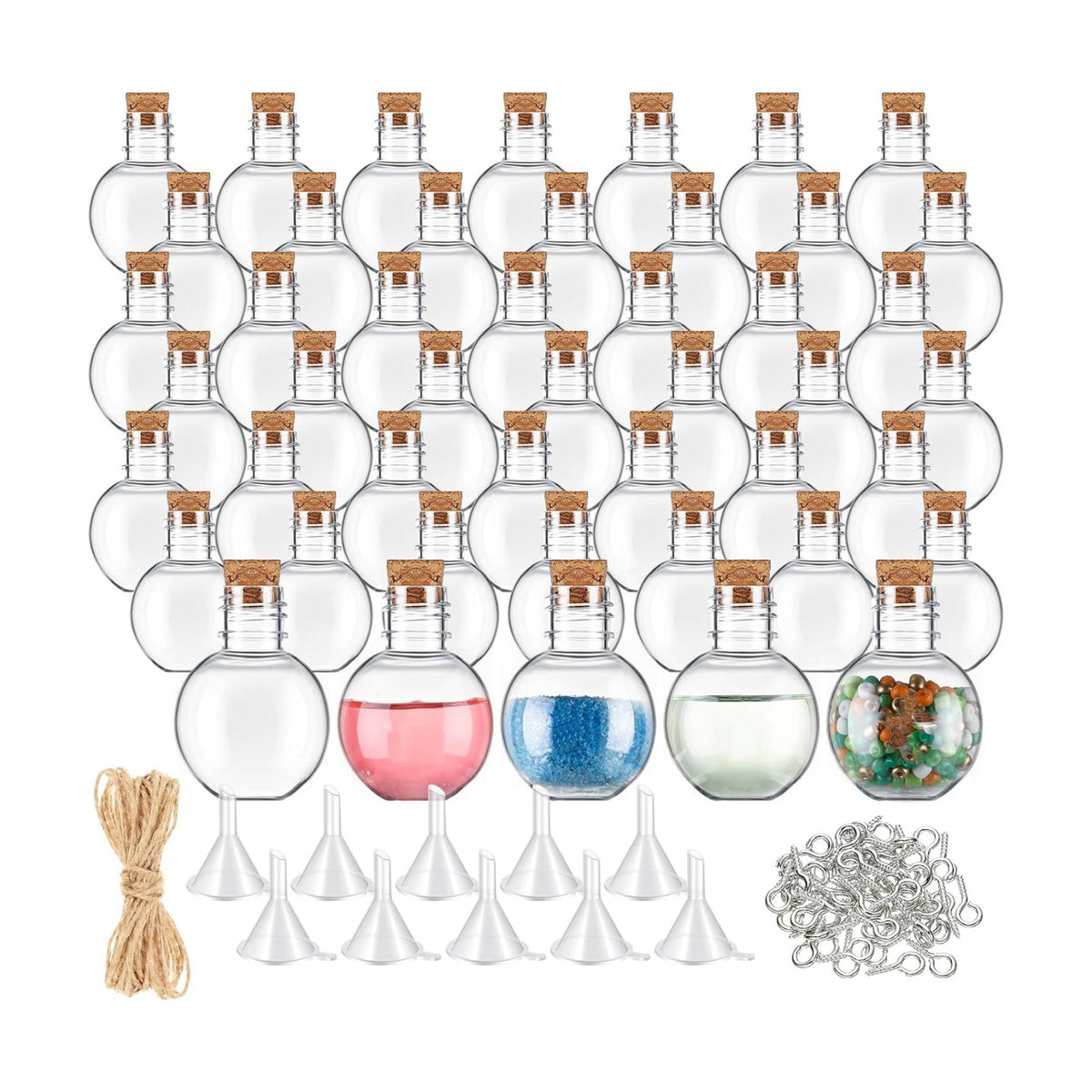 Bokon 50 Pack 1oz Plastic Mini Potion Bottles with Corks