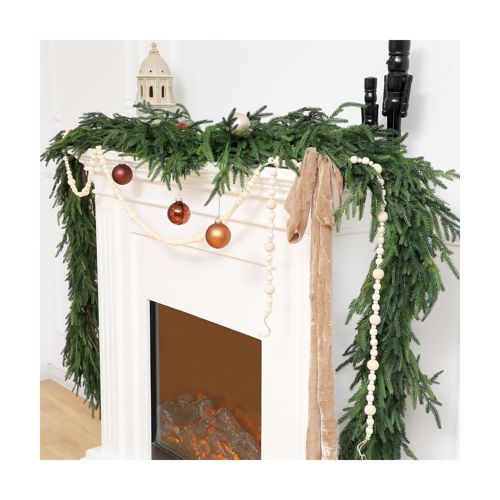 1 Pcs 12 Feet Christmas Artificial Deluxe Norfolk Pine Garlands Realistic Norfolk Pine Faux Greenery Garlands for