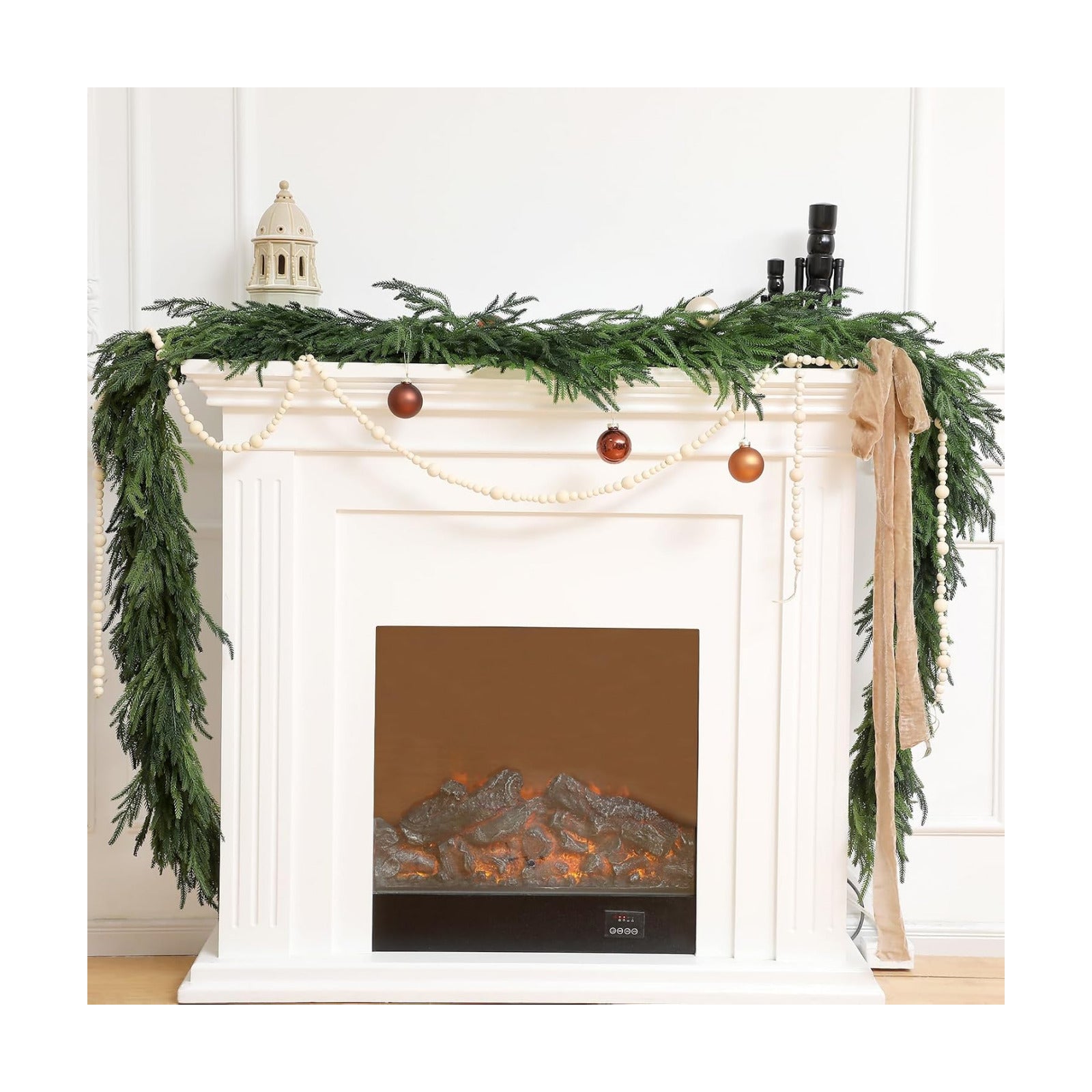 1 Pcs 9 Feet Christmas Artificial Deluxe Norfolk Pine Garlands Realistic Norfolk Pine Faux Greenery Garlands for