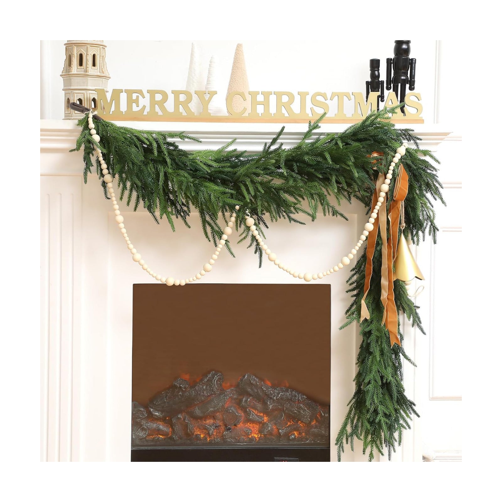 2 Pcs 6 Feet Christmas Artificial Deluxe Norfolk Pine Garlands Realistic Norfolk Pine Faux Greenery Garlands for