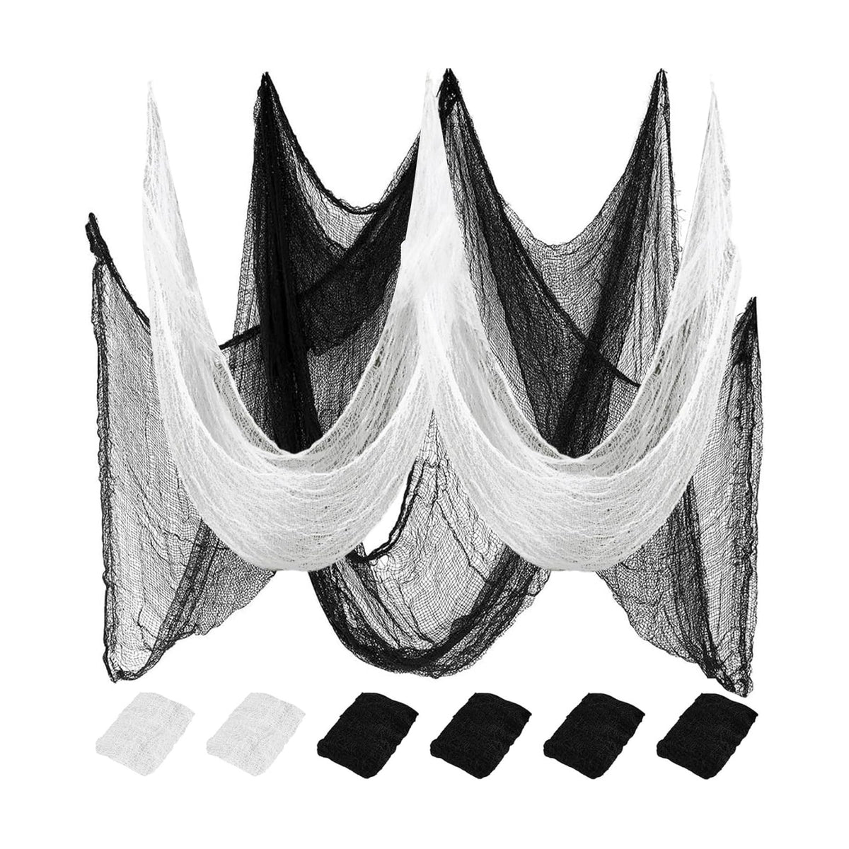Yobbai 6 Pack Black Creepy Cloth - Halloween Decorations - 30x72 Inch Cotton Fabric - Spooky & Creepy for Indoor/Outdoor Haunted House & Party