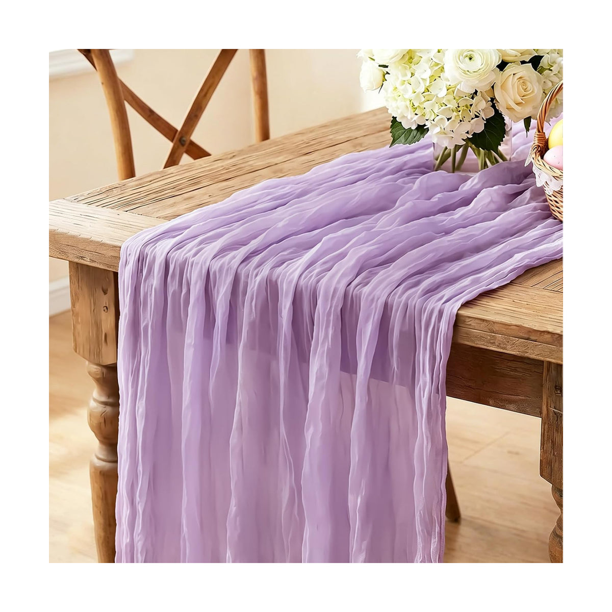 Purple Table Runner, 10FT Boho Lavender Lilac Cheesecloth Table Runner for Romantic Wedding Butterfly Birthday Baby Shower Bridal Shower Party Decorations
