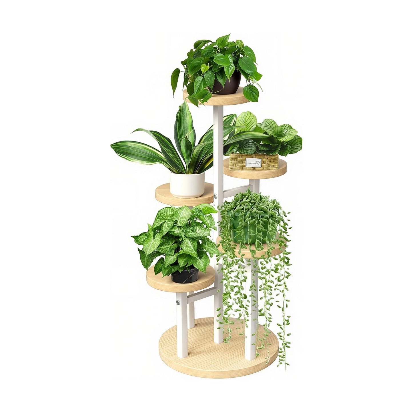 5 Tier Plant Stand Indoor | Metal Wood Plant Stands For Indoor Plants Multiple, Corner Tiered Flower Plants Shelf Stand