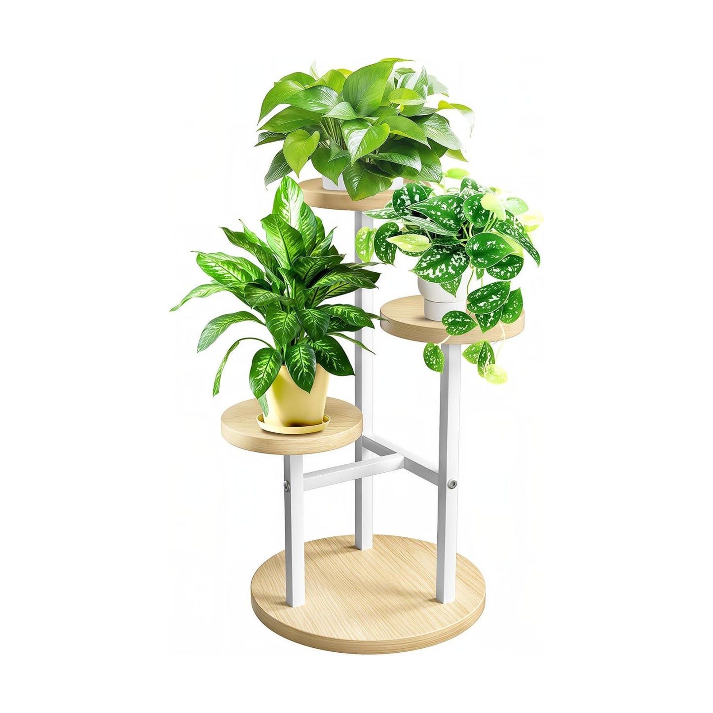 3 Tier Plant Stand Indoor, Metal Wood Plant Stands For Indoor Plants Multiple, Corner Tiered Flower Plants Shelf Stand