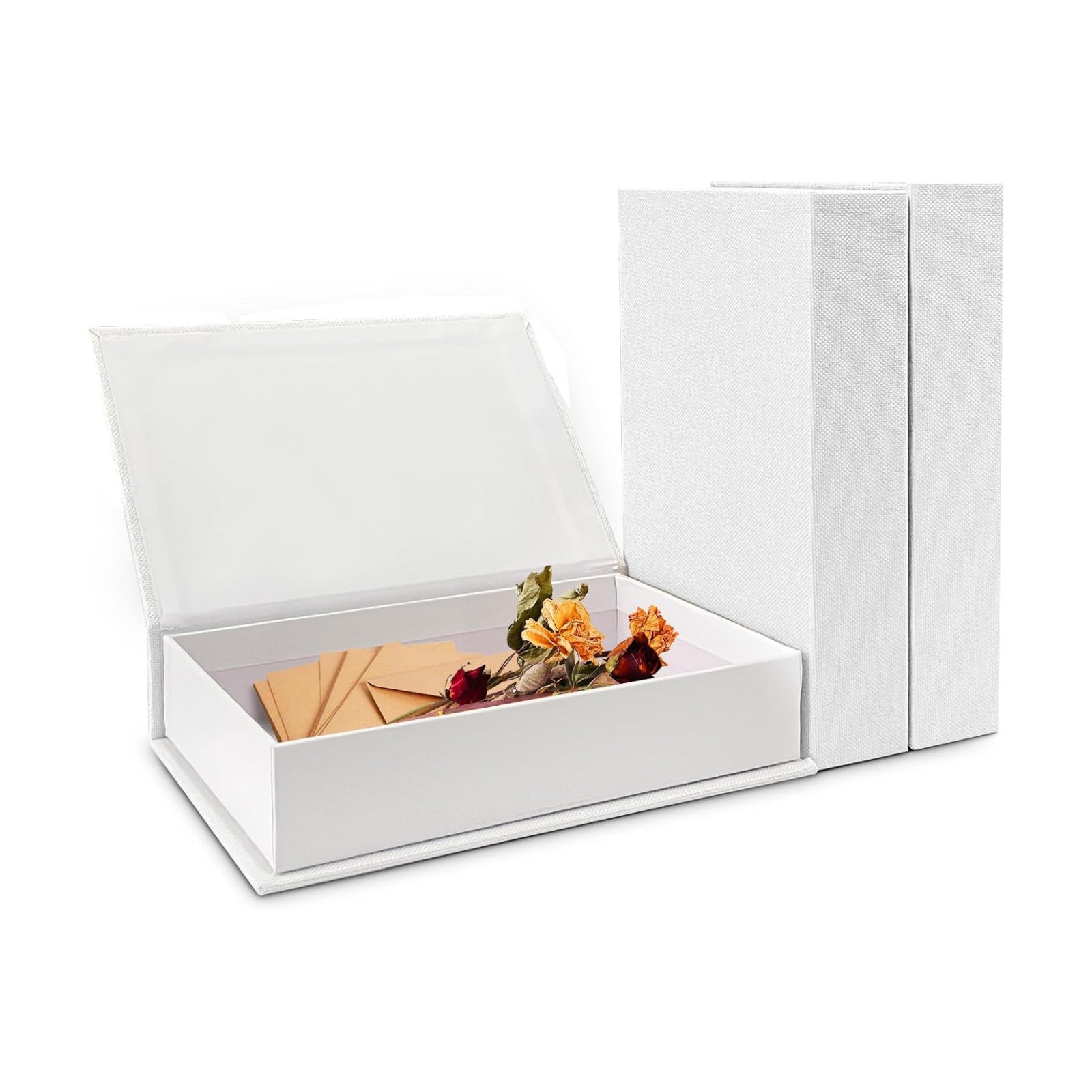 Faux Books for Decorative / White / Set of 3