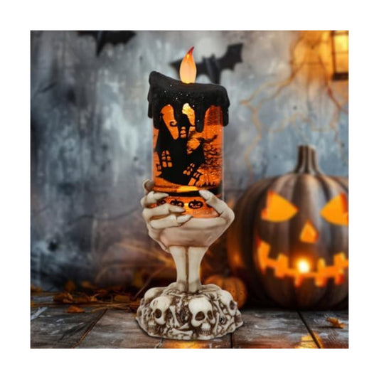 Eldnacele Bats Snow Globe Flameless Candle Battery Operated with Timer