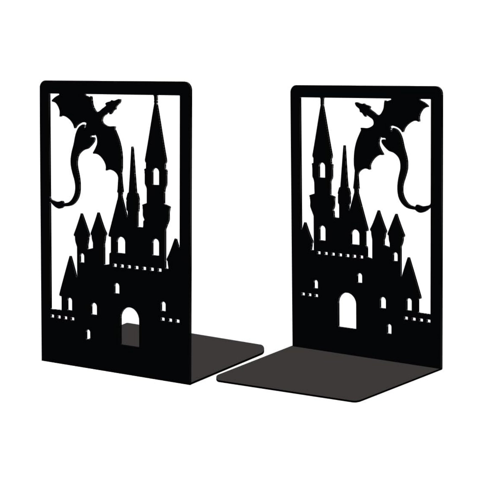 Metal Bookends / Creative Heavy Duty Study Bookends Stoppers Holder Stand for Desk / Dragon Castle