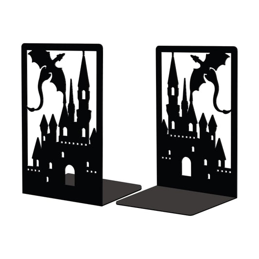 Metal Bookends / Creative Heavy Duty Study Bookends Stoppers Holder Stand for Desk / Dragon Castle
