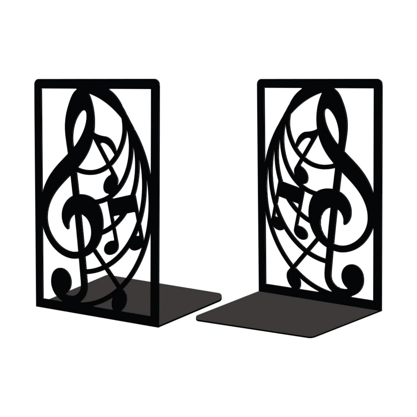 Metal Bookends / Modern Decorative Heavy Duty Study Book Support Stoppers for Desk / Musical Note