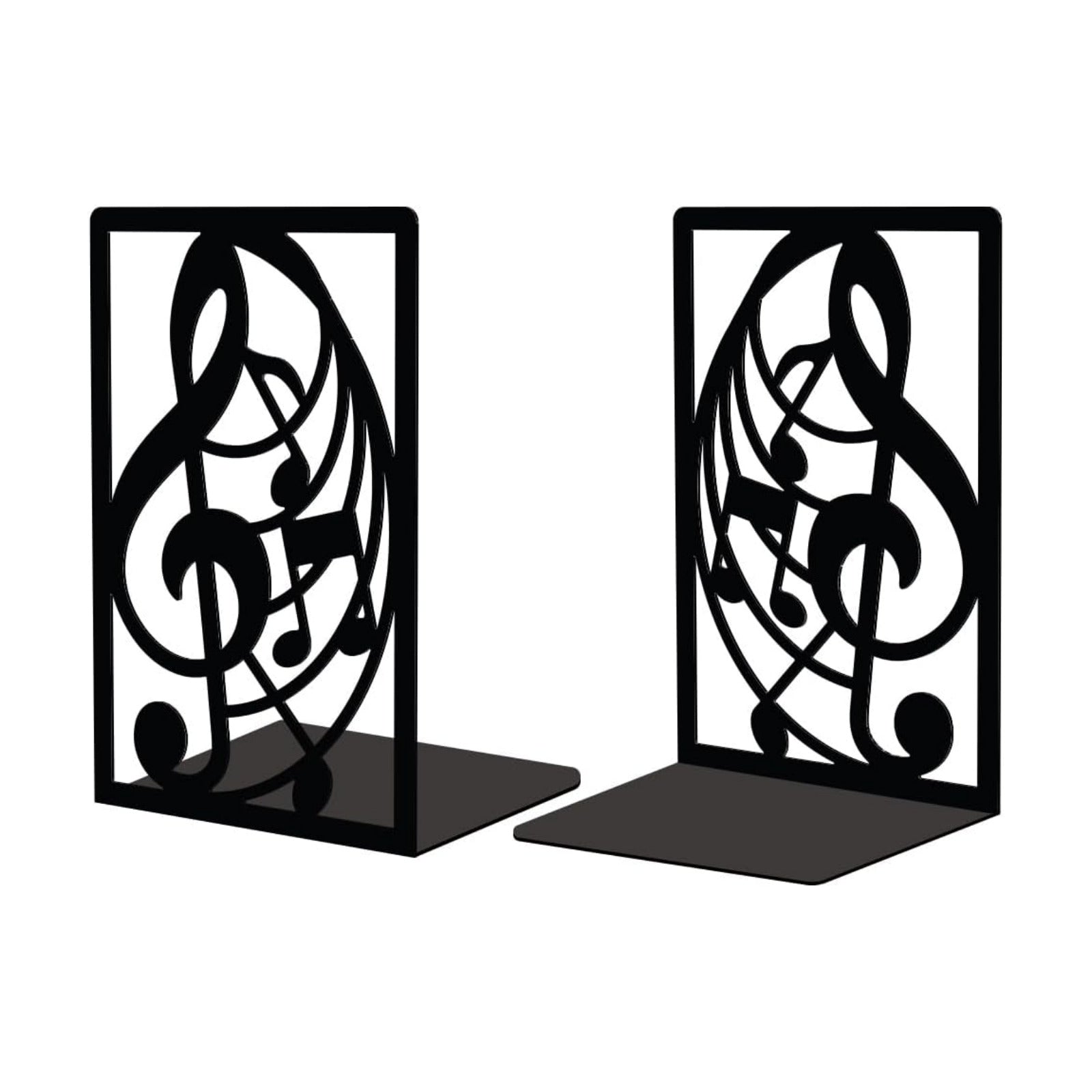 Metal Bookends / Modern Decorative Heavy Duty Study Book Support Stoppers for Desk / Musical Note