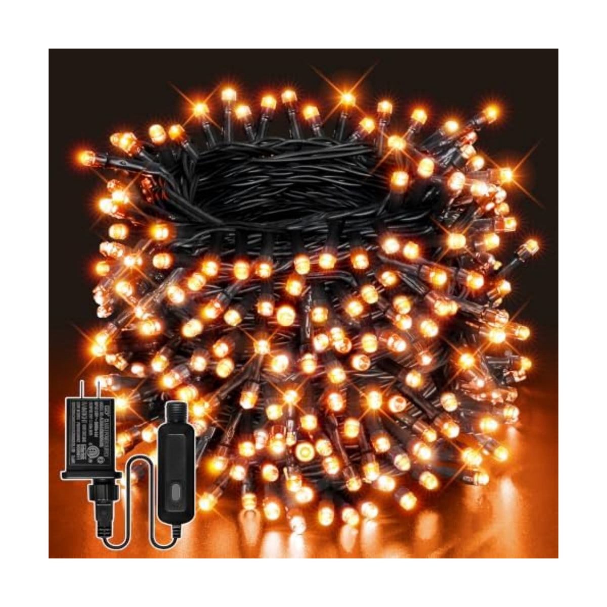 Guhope 66FT 200 LED Halloween Lights, Orange Halloween Lights Outdoor with 8 Lighting Modes, Waterproof String Lights for Halloween Christmas Outdoor Party Yard Garden Decoration