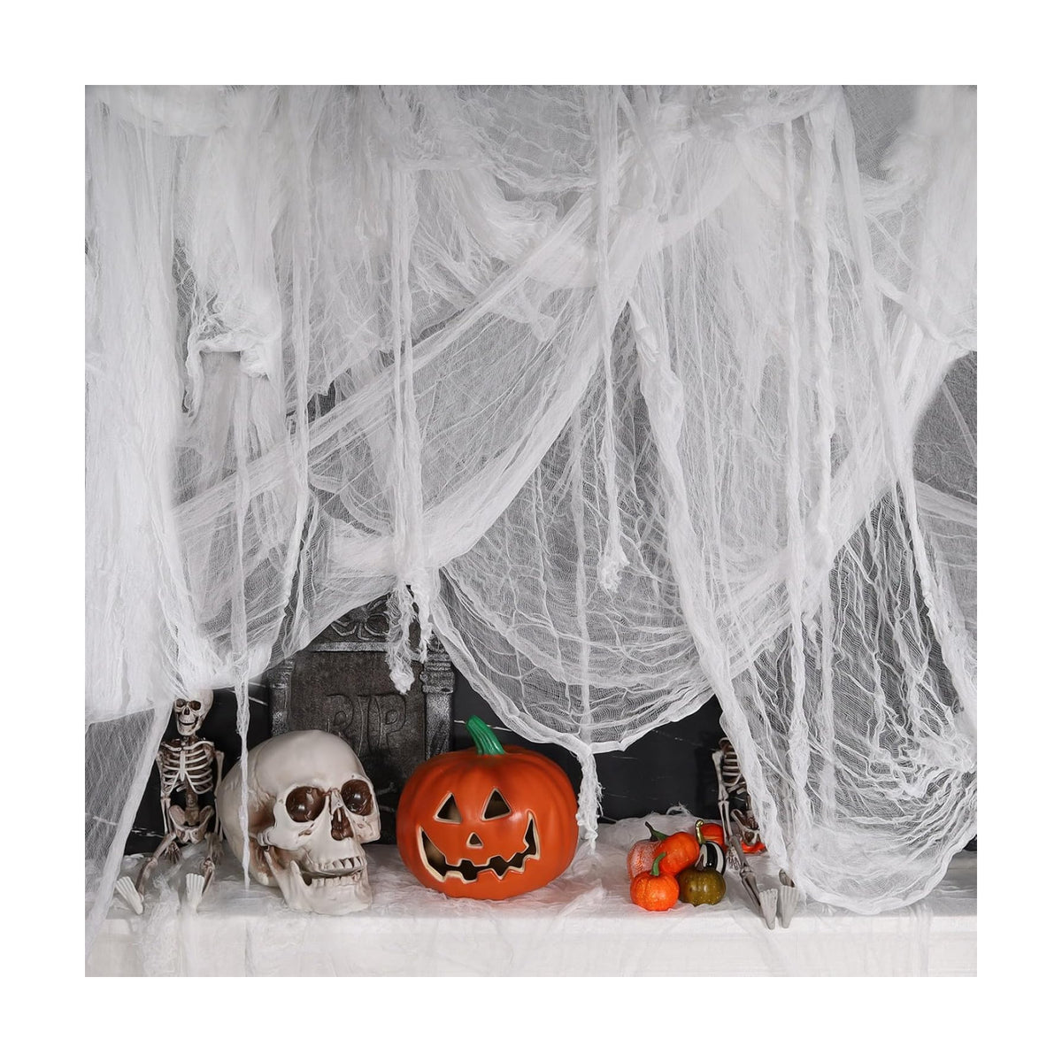 197x78.7in Halloween Creepy Cloth for Yard and Outdoor Decorations,White