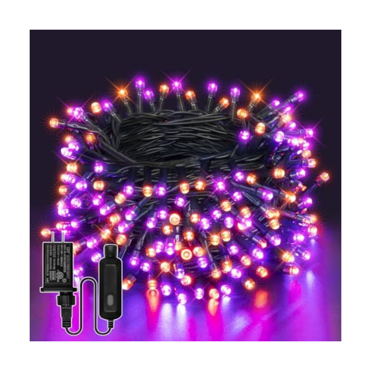 Guhope 33FT 100 LED Halloween Lights, Orange + Purple Halloween Lights Outdoor with 8 Lighting Modes, Waterproof String Lights for Halloween Christmas Outdoor Party Yard Garden Decoration
