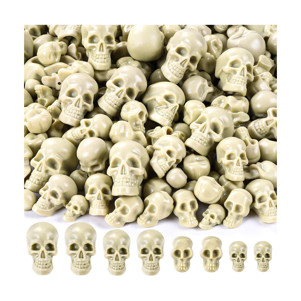 150 PCS Halloween Mini Skull Heads Plastic Skeleton Head Party Decorations