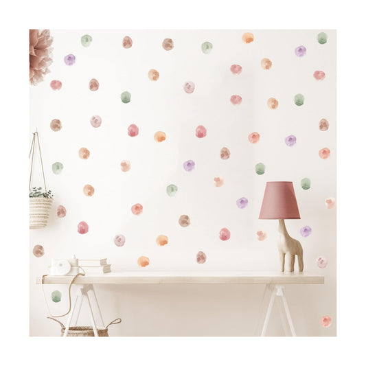 2.2'' Boho Polka Dots Wall Decal Watercolor Wall Sticker / Set of 120