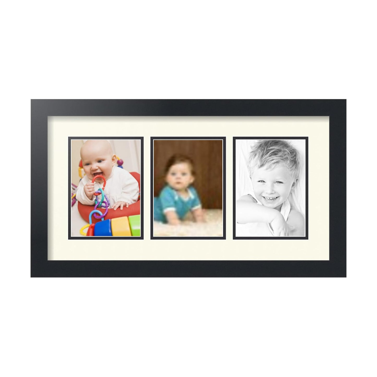 ArtToFrames Collage Picture Frame 3 Opening 3-5x7 Photo Frame | Made in USA | Black Frame Brilliant White and Black
