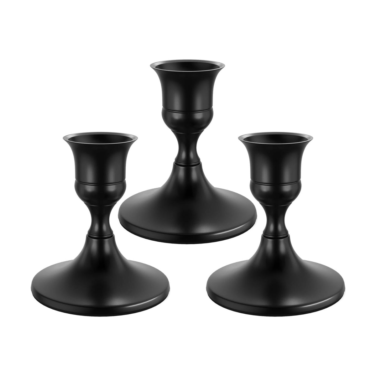 zeochyni Elegant Black Taper Candle Holders for Home Decor, Set of 3