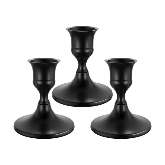 zeochyni Elegant Black Taper Candle Holders for Home Decor, Set of 3