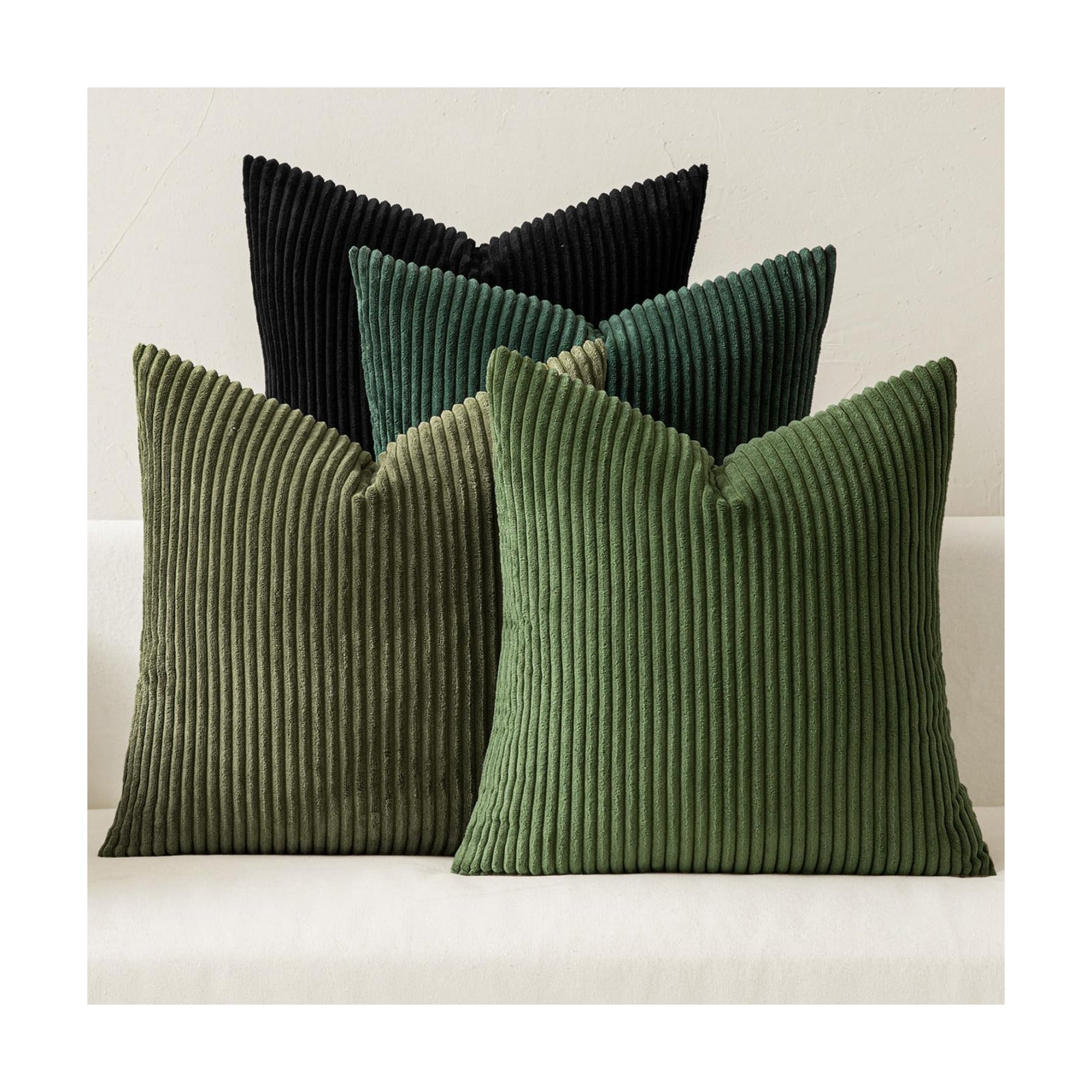 MIULEE Soft Corduroy Decorative Throw Pillow Covers Neutral Green 18x18