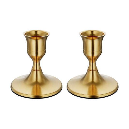 zeochyni Vintage Brass Gold Taper Candle Holders for Home Decor, Set of 2