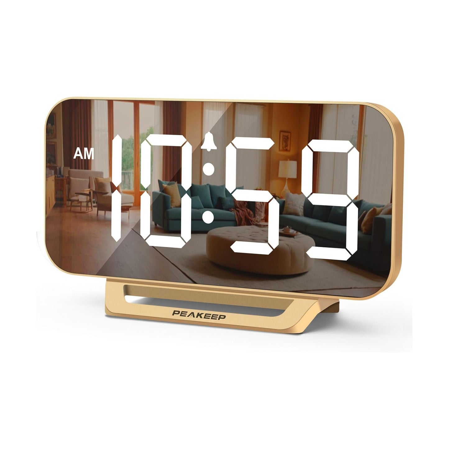 Peakeep Slim Digital Mirror Aesthetic Alarm Clock for Bedrooms Desk Decor