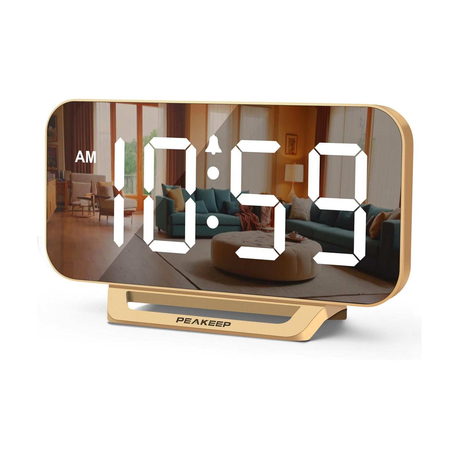Peakeep Slim Digital Mirror Aesthetic Alarm Clock for Bedrooms Desk Decor