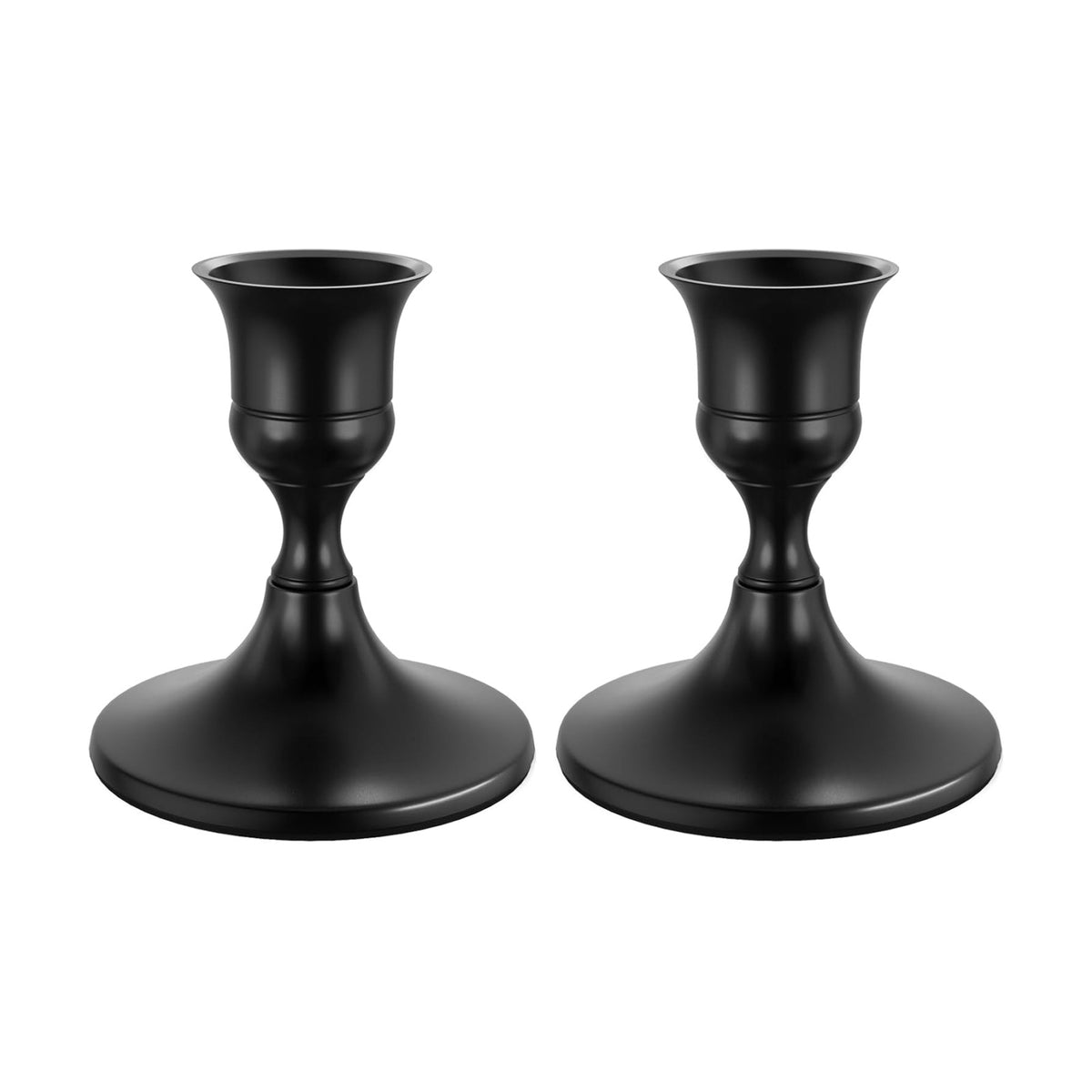 zeochyni Elegant Black Taper Candle Holders for Home Decor, Set of 2