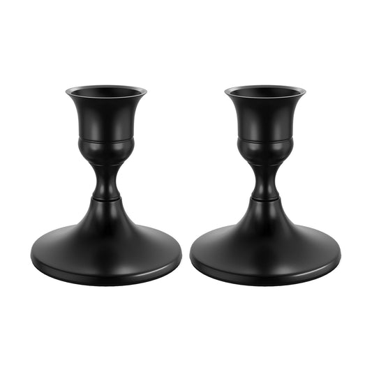 zeochyni Elegant Black Taper Candle Holders for Home Decor, Set of 2