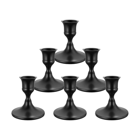 zeochyni Elegant Black Taper Candle Holders for Home Decor, Set of 6