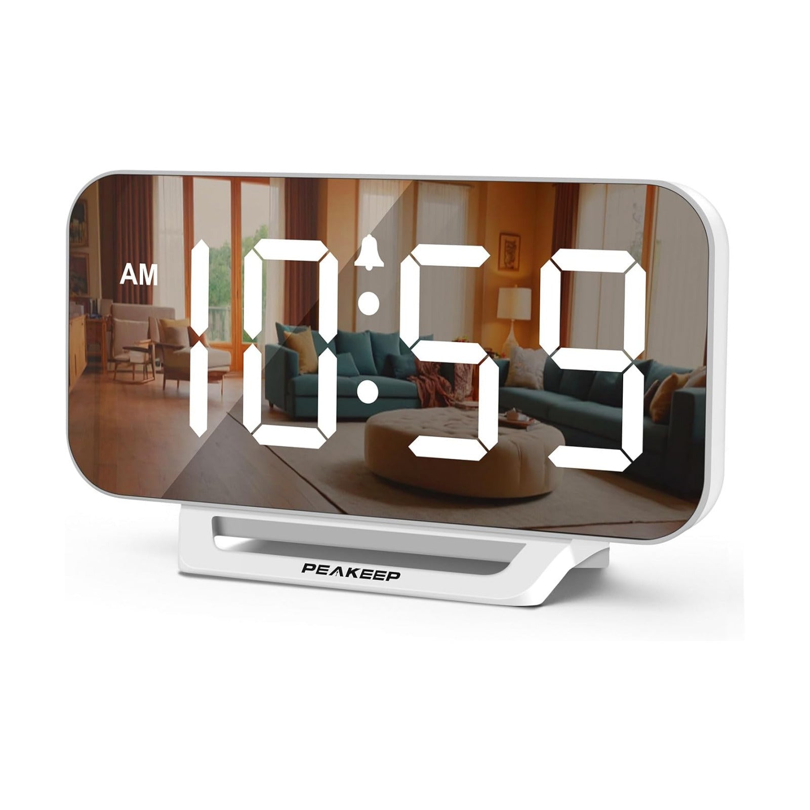 Peakeep Slim Digital Mirror Aesthetic Alarm Clock for Bedrooms Desk Decor