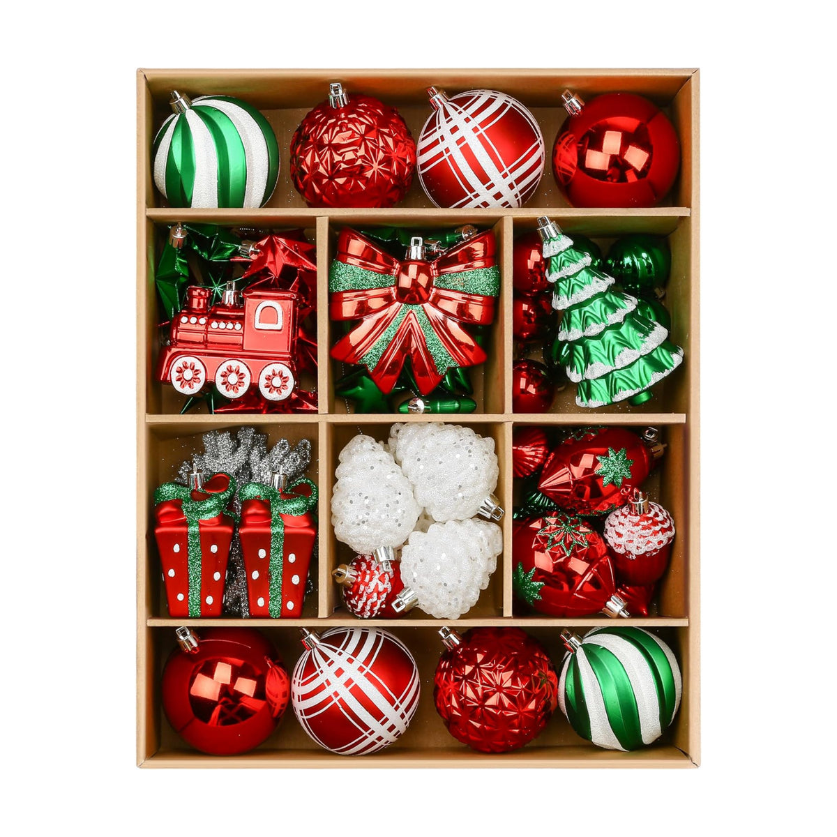 Alupssuc 82pcs Classic Christmas Balls Ornaments Set, Red, White and Green