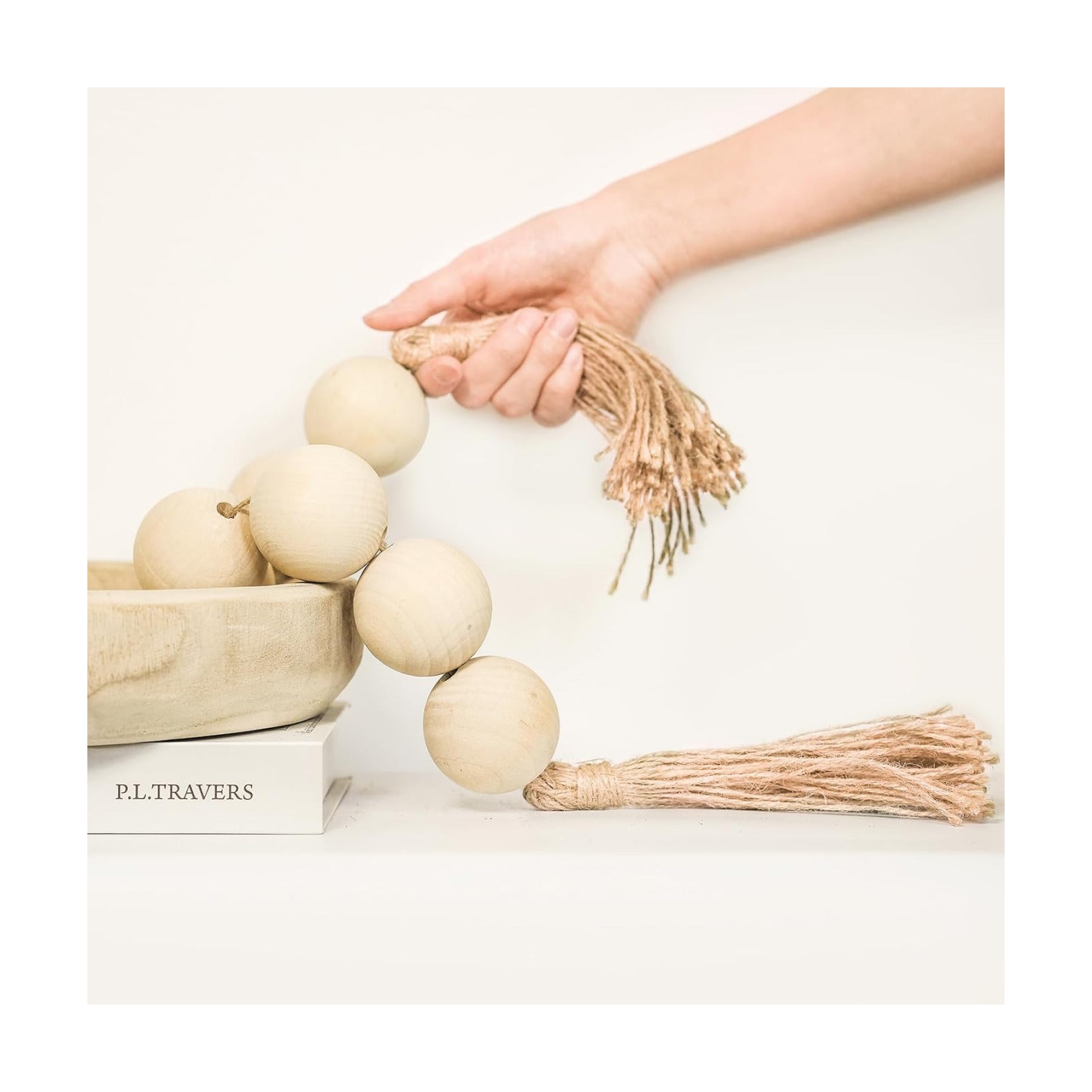 Wooden Garland / Extra Large Wood Bead Garland / 32 Inches / Natural