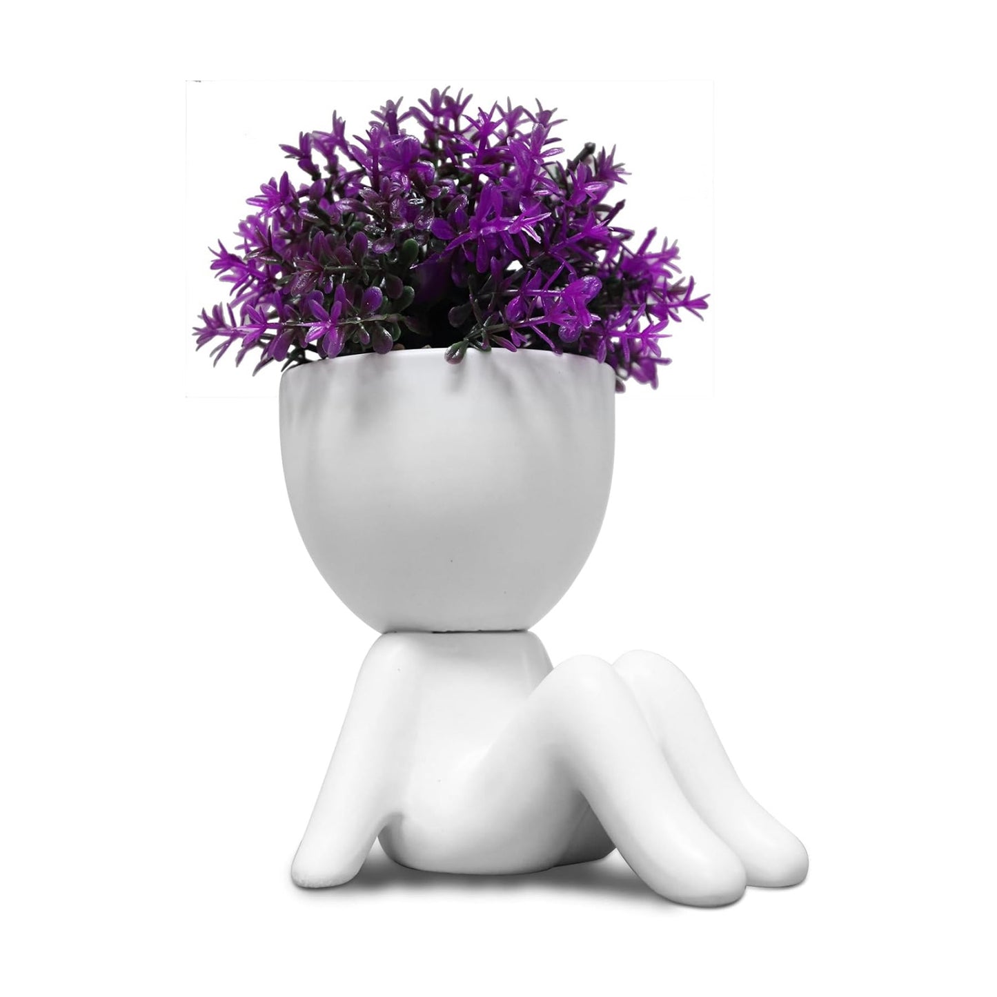 Purple Artificial Plants in Pots / White-f
