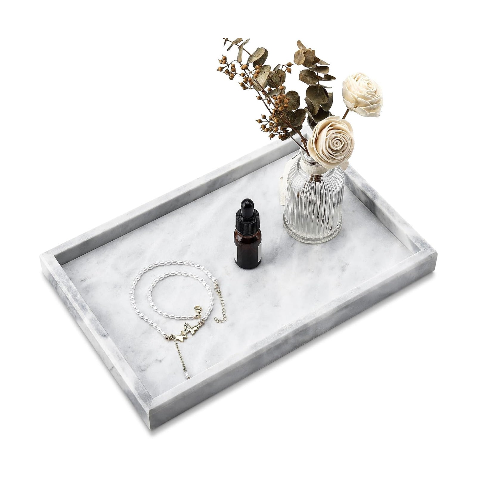 Real Natural Marble Tray / White / 12 x 8 x 1.2